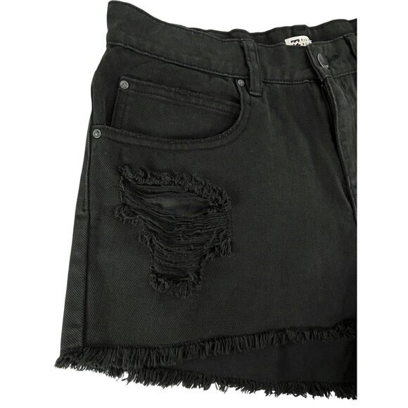BILLABONG Drift Away Shorts 28 Black Distressed Cut Off Denim 100% Cotton Jorts - Picture 6 of 9